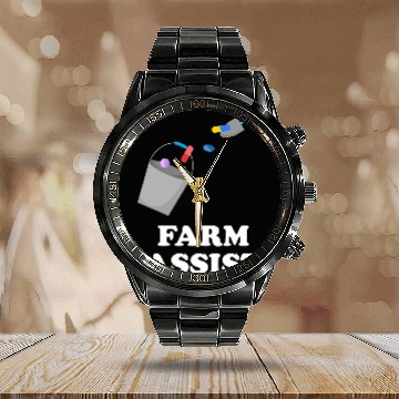 Discover Pharmacist Farm Assist Calendar Steel Band Watch