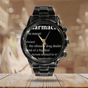 Discover Funny Pharmacist Definition Gag Gift Pharmacy Day Calendar Steel Band Watch