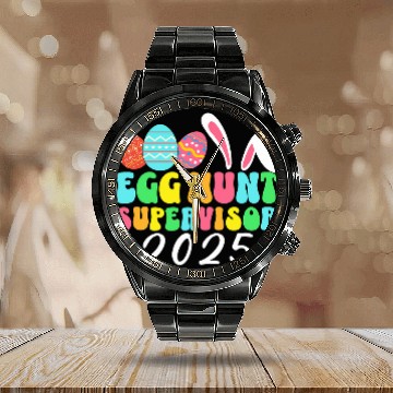 Discover Egg Hunt Supervisor Easter Egg Hunting Supervisor parents Calendar Steel Band Watch
