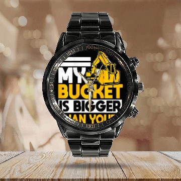 Discover Construction Worker Gifts Design On Back Of Clothing 1 Zip Calendar Steel Band Watch