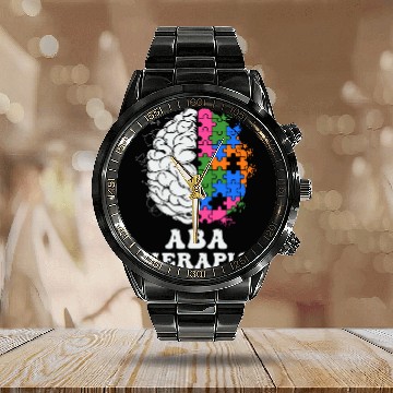 Discover ABA Therapist Applied Behavior Analysis Neurodiversity 1 Calendar Steel Band Watch