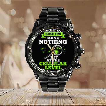 Discover Cellular Biology Biologist Physics Chemistry Scientist Zip Calendar Steel Band Watch