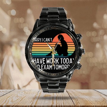 Discover Funny Working Student College Exam Baseball Tees Calendar Steel Band Watch