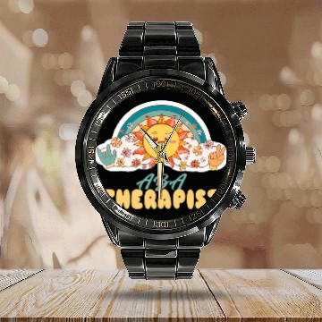 Discover ABA Therapist Applied Behavior Analysis Neurodiversity 2 Calendar Steel Band Watch