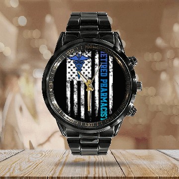 Discover Retired Pharmacist Pharmacy Retirement 44 Calendar Steel Band Watch