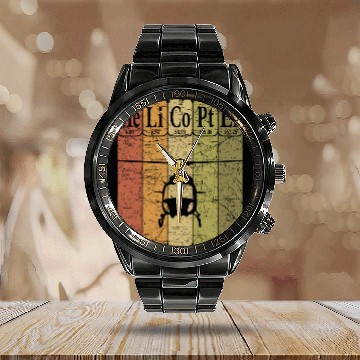 Discover Helicopter Periodic Table Elements Aviation Helicopter Pilot 4 Baseball Tees Calendar Steel Band Watch