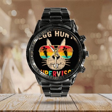 Discover Egg Hunt Supervisor Retro Egg Hunting Party Mom Dad Easter Calendar Steel Band Watch