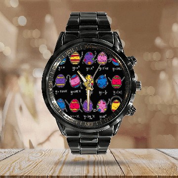 Discover Funny Operations Quiz Math Teacher Student Eggs Cute Easter Zip Calendar Steel Band Watch