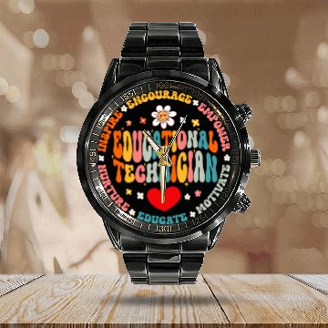 Discover Educational Technician Educator Teacher Appreciation Calendar Steel Band Watch