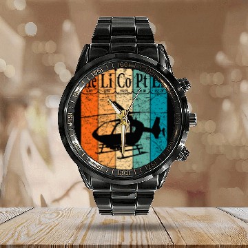 Discover Helicopter Periodic Table Elements Aviation Helicopter Pilot 1 Calendar Steel Band Watch
