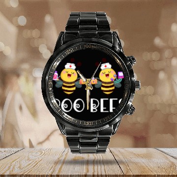 Discover Boo Bees Nursing Crew nurses Funny Halloween rn icu er Calendar Steel Band Watch