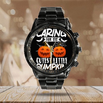 Discover Caring For The Cutest Little Pumpkin 3 Baseball Tees Calendar Steel Band Watch