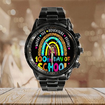 Discover Teacher Student 100 Day Where The Adventure Begin Rainbow Calendar Steel Band Watch
