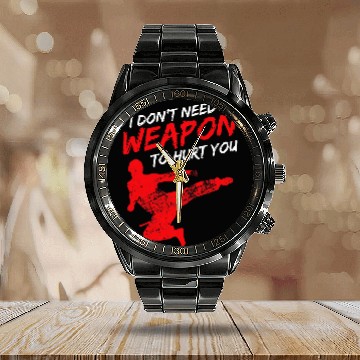 Discover Japanese Martial Arts Karate 5 Calendar Steel Band Watch