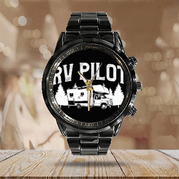 Discover RV Pilot Camping Camper Motorhomes Trailer Calendar Steel Band Watch