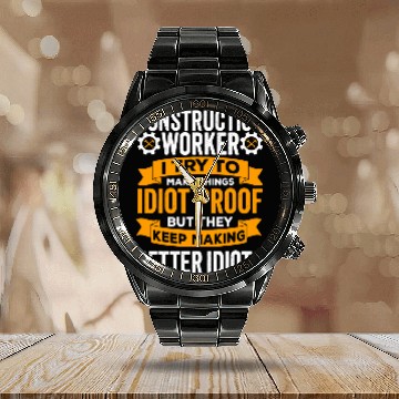 Discover Construction worker labor day Calendar Steel Band Watch for womenmen Labor day Baseball Tees