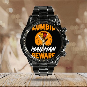Discover Halloween Postal Worker Mail Postal Delivery Man Post Office Zip Calendar Steel Band Watch