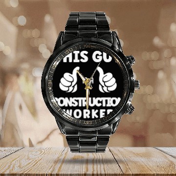 Discover Construction Worker Calendar Steel Band Watch