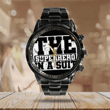 Discover The Superhero in a Suit Zip Calendar Steel Band Watch