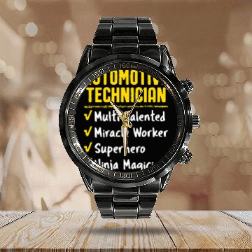 Discover Automotive Technician Miracle Worker Ninja Funny Office Gift Zip Calendar Steel Band Watch