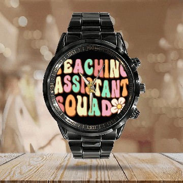 Discover Teaching Assistant Squad Retro Groovy Teacher Aide Vibes Calendar Steel Band Watch