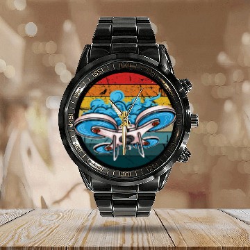 Discover Drone Gift Drone Pilot Quadcopter FPV Drone Pilot Zip Calendar Steel Band Watch