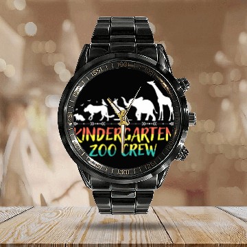 Discover Kindergarten Zoo Crew Matching Teacher Students Back School Baseball Tees Calendar Steel Band Watch