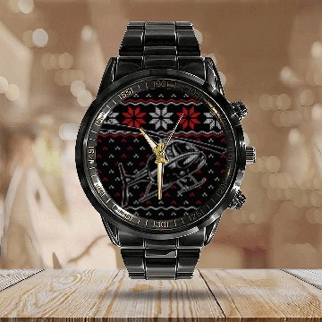 Discover Helicopter Pilot Ugly Christmas Chopper Aviation Calendar Steel Band Watch