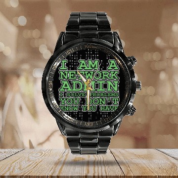 Discover Network Admin Administrator Sysadmin IT Programmer 2 Calendar Steel Band Watch
