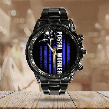 Discover American Postal Worker Flag 1 Calendar Steel Band Watch