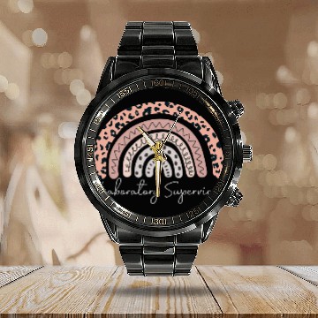 Discover Laboratory Supervisor Leopard Rainbow Appreciation Calendar Steel Band Watch