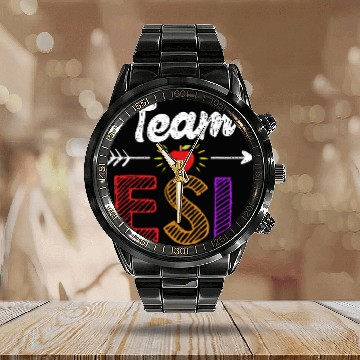 Discover Team Esl Teacher Student Funny Back To School Calendar Steel Band Watch