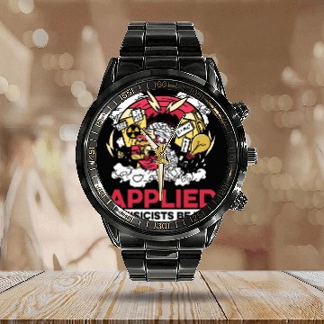 Discover Funny Physicist Science Scientist Applied Physics Calendar Steel Band Watch