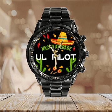 Discover Nacho Average UL Pilot Cinco De Mayo Zip Calendar Steel Band Watch