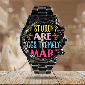 Discover My Students Are Eggstremely Smart Funny Easter Day Teacher Calendar Steel Band Watch