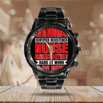 Discover Certified Registered nurses Anesthetist At Work RN Calendar Steel Band Watch