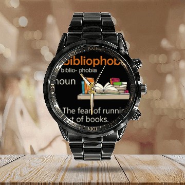 Discover Abibliophobia Definition Reading Nerd Book Lovers Geek Calendar Steel Band Watch