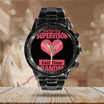 Discover Retired Supervisor Grandma Retirement Calendar Steel Band Watch