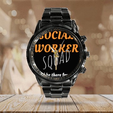 Discover Cool Social Work Squad Team Worker Calendar Steel Band Watch