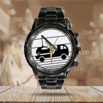 Discover Tow Trucker Wrecker Breakdown Recovery Tow Truck Operator Calendar Steel Band Watch