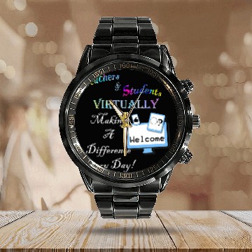 Discover Teaching Inspirational Virtual School Quote Teachers Calendar Steel Band Watch
