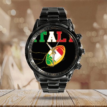 Discover ITALIAN FLAG ITALY RUGBY Baseball Tees Calendar Steel Band Watch
