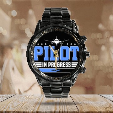Discover Pilot In Progress Future Pilot Funny Aviator Training Calendar Steel Band Watch