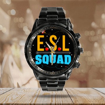 Discover English Second Language Teacher Team ESL Squad Language Baseball Tees Calendar Steel Band Watch
