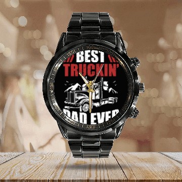 Discover Trailer Driver Truckin Dad Ever Trucker Calendar Steel Band Watch
