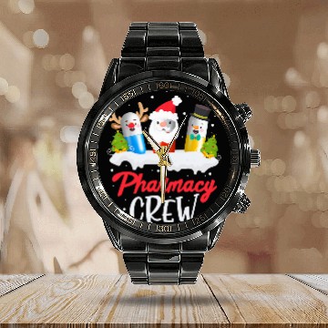 Discover Pharmacy Pharmacist Christmas Baseball Tees Calendar Steel Band Watch