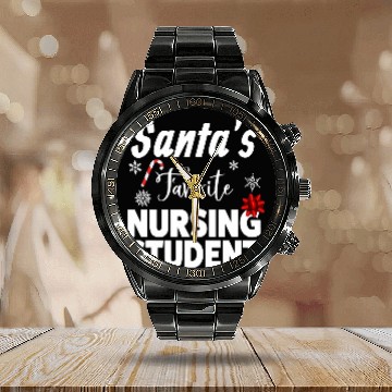 Discover Santas Favorite Nursing Student Christmas Baseball Tees Calendar Steel Band Watch
