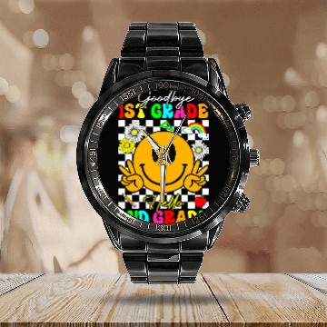 Discover goodbye 1st grade hello 2nd grade teacher kid back to school Calendar Steel Band Watch