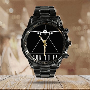 Discover Born To Fly Airplane Pilot Aviation RC Model Flight Baseball Tees Calendar Steel Band Watch