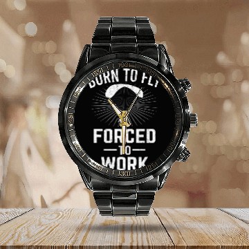 Discover Born To Fly Forced To Work Paramotor Powered Paraglider Calendar Steel Band Watch
